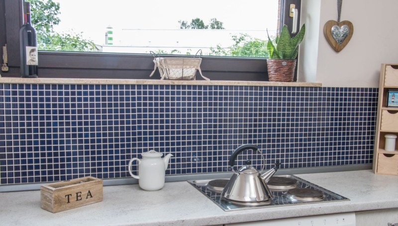 Hand-painted mosaic tile ceramic COBALT BLUE DARK BLUE Tile backsplash kitchen bathroom MOS18-0405_m