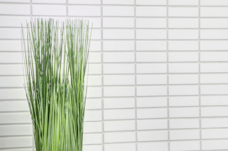 Hand pattern mosaic tile ceramic rods white glossy tile backsplash kitchen MOS24-0102_m