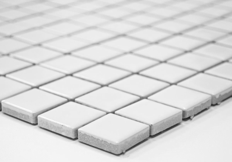 Hand-painted ceramic mosaic WHITE MATT shower splashback bathroom tile kitchen splashback MOS18D-0111_m