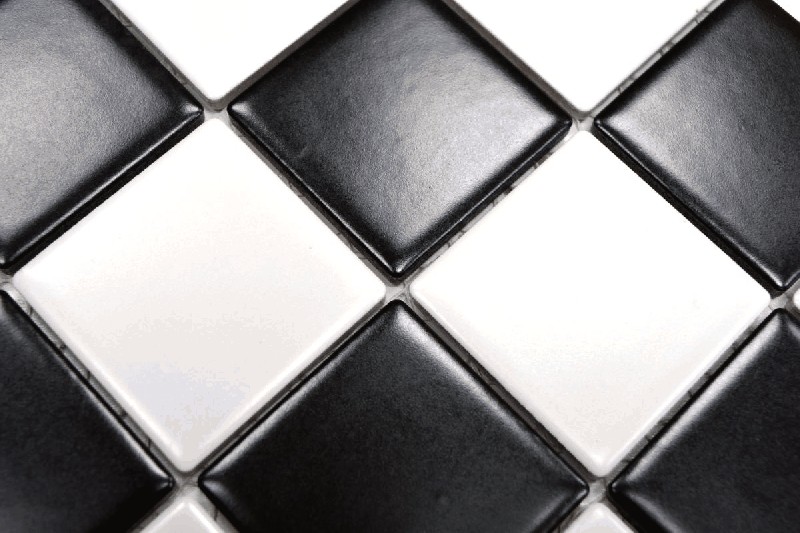 Hand-painted mosaic tile ceramic white black matt chessboard tile backsplash MOS16-CD202_m