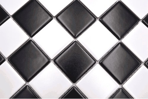 Hand-painted mosaic tile ceramic white black matt chessboard tile backsplash MOS16-CD202_m