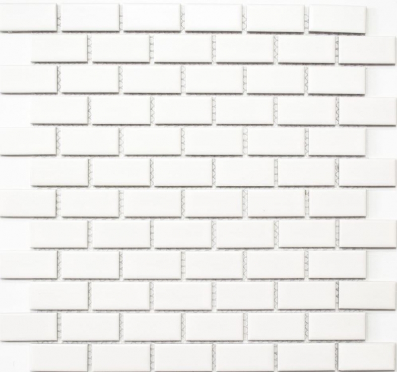 Hand-painted mosaic tile ceramic brick white matt bathtub cladding MOS24-03WM_m