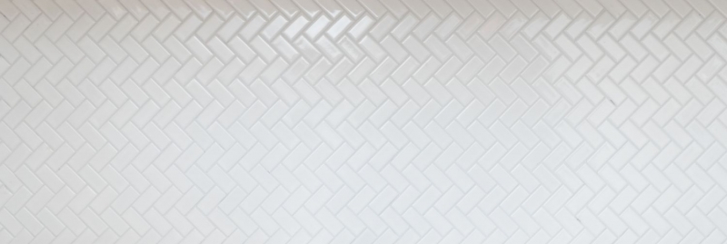 Hand-painted mosaic tile ceramic herringbone white matt bathtub cladding MOS24-CHB05WM_m