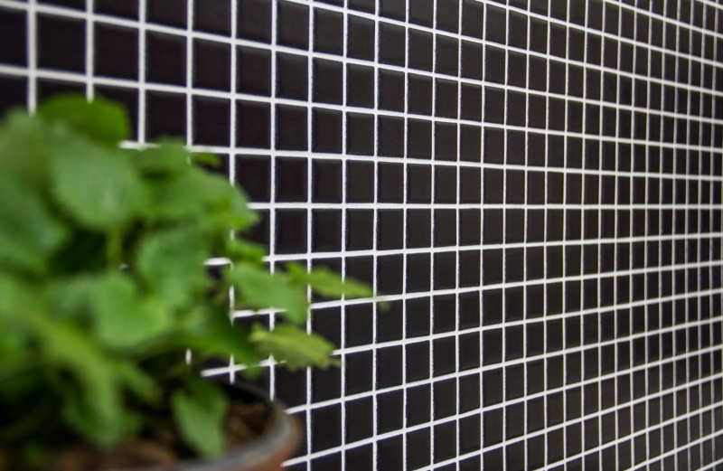 Hand sample mosaic tile ceramic black matt tile backsplash kitchen splashback MOS18D-0311_m