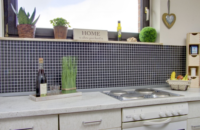 Hand sample mosaic tile ceramic black matt tile backsplash kitchen splashback MOS18D-0311_m