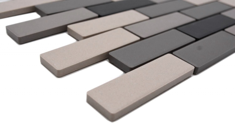 Hand pattern mosaic tile ceramic light beige gray brick unglazed shower tray floor tile MOS26-0206-R10_m