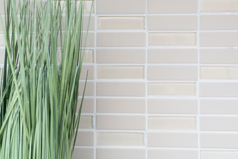 Hand pattern mosaic tile ceramic rods light beige unglazed glass shower tray floor tile MOS24-1212-R10_m