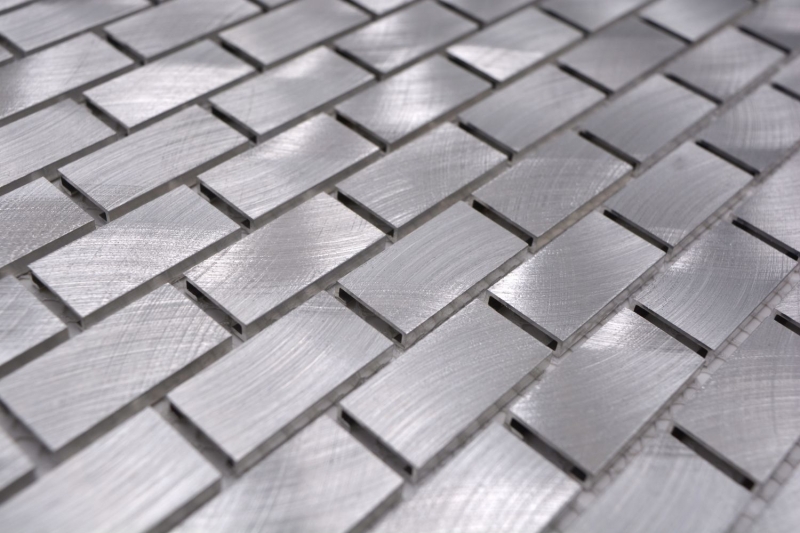 Hand sample mosaic tile aluminum silver Brick aluminum alu tile mirror kitchen MOS48-0204_m