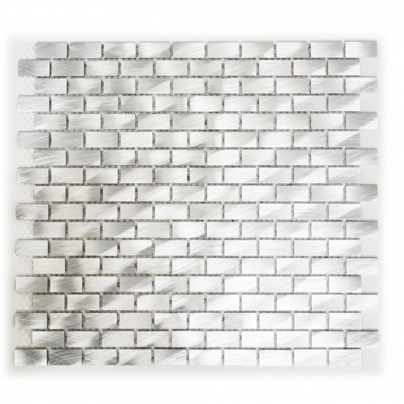 Hand sample mosaic tile aluminum silver Brick aluminum alu tile mirror kitchen MOS48-0204_m
