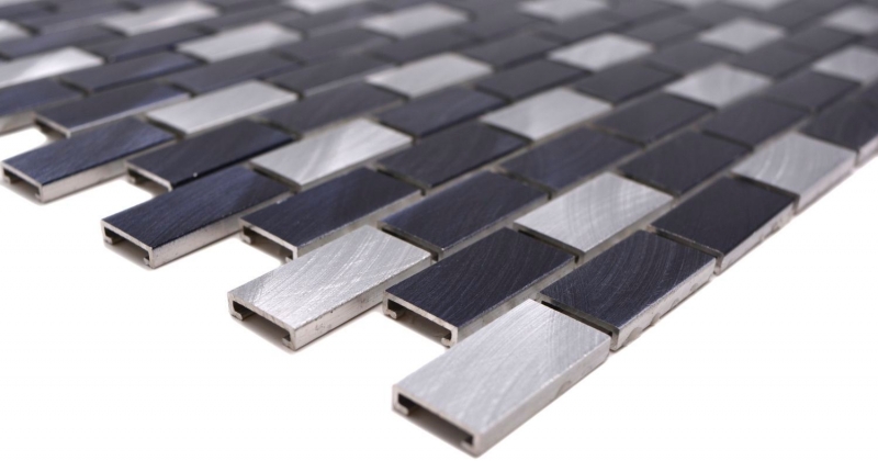 Hand sample mosaic tile aluminum brick aluminum alu black tile backsplash kitchen MOS48-0208_m