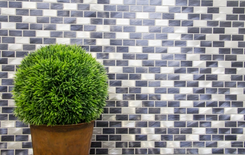 Hand sample mosaic tile aluminum brick aluminum alu black tile backsplash kitchen MOS48-0208_m