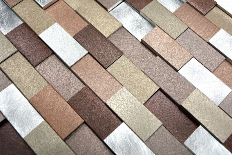 Hand sample mosaic tile aluminum brick aluminum 3D alu silver copper MOS49-0207_m