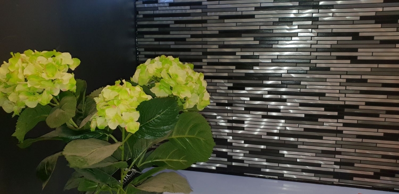 Hand sample mosaic tile aluminum composite aluminum alu gray black tile backsplash kitchen MOS49-0308_m