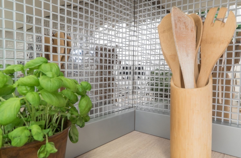Hand pattern mosaic tile stainless steel silver silver steel glossy tile backsplash kitchen MOS129-15G_m