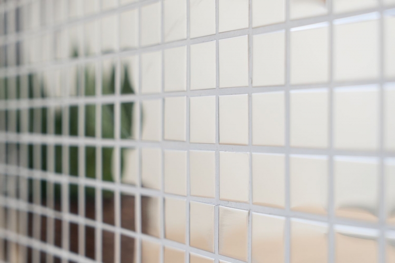 Hand-patterned mosaic tile stainless steel silver silver steel glossy MOS129-23G_m