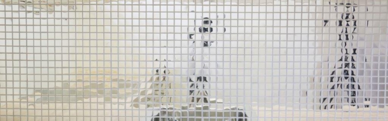Hand-patterned mosaic tile stainless steel silver silver steel glossy MOS129-23G_m