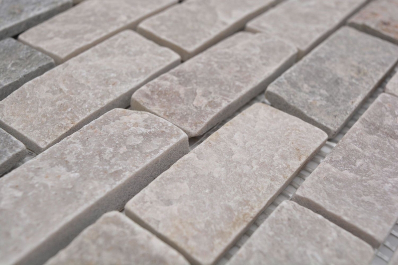 Hand sample mosaic tile quartzite natural stone brick quartzite kitchen splashback beige gray MOS36-0208_m