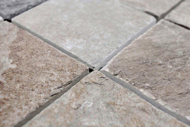 Hand sample mosaic tile quartzite natural stone quartzite beige gray kitchen splashback MOS36-0210_m