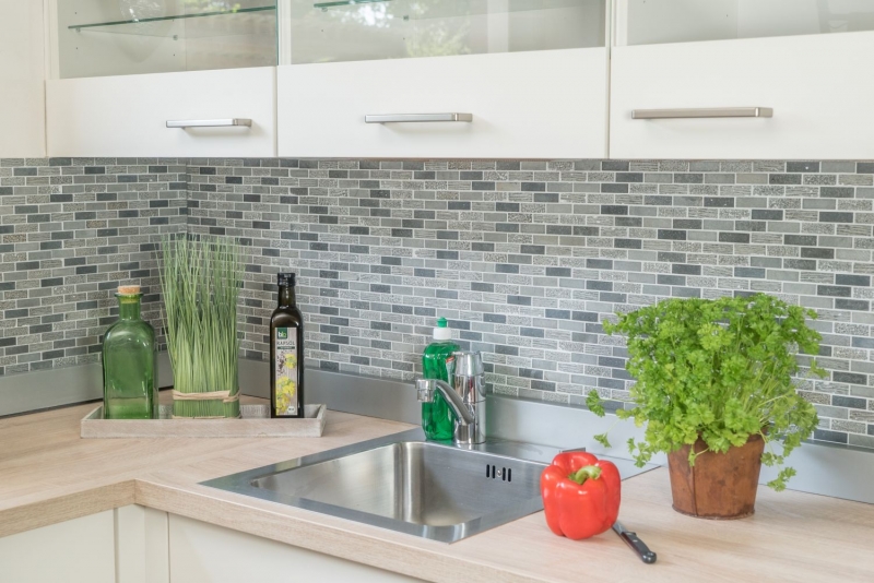Hand sample mosaic tile marble natural stone gray Brick stone Carving cement MOS40-B49_m