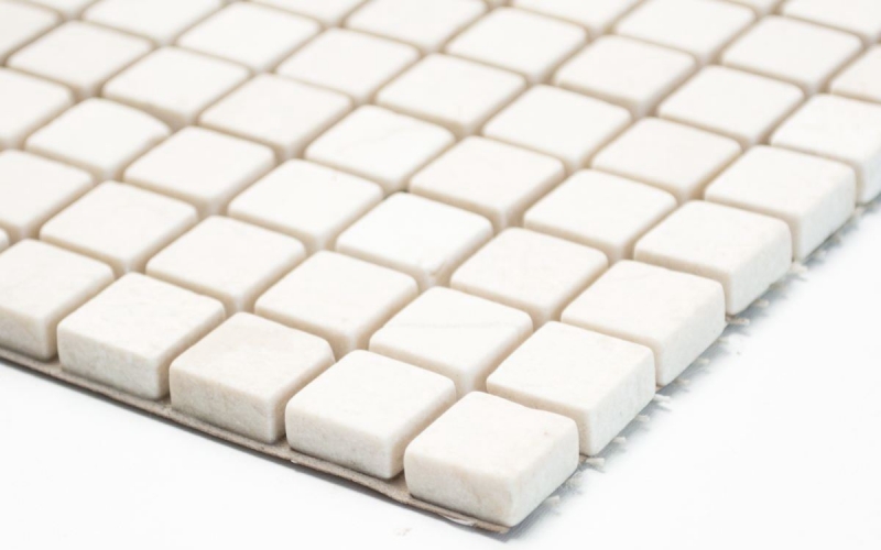Hand-painted mosaic tile marble natural stone white Botticino Anticato MOS38-0104_m