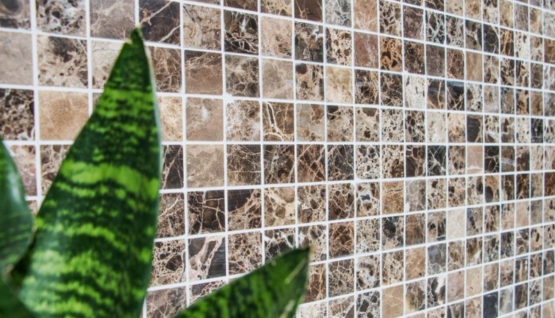 Hand-painted mosaic tile marble natural stone Impala brown polished MOS42-1306_m