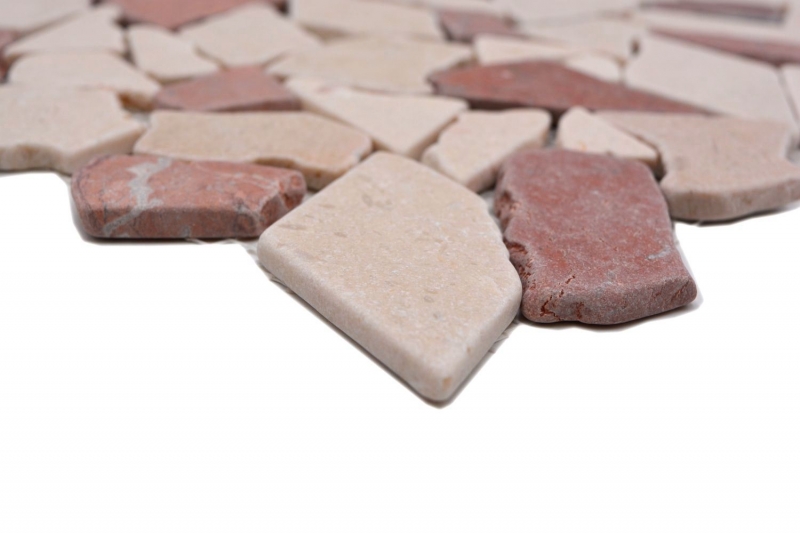 Hand-painted mosaic tile marble natural stone red beige quarry Ciot Rosso Verona Botticino MOS44-1002_m