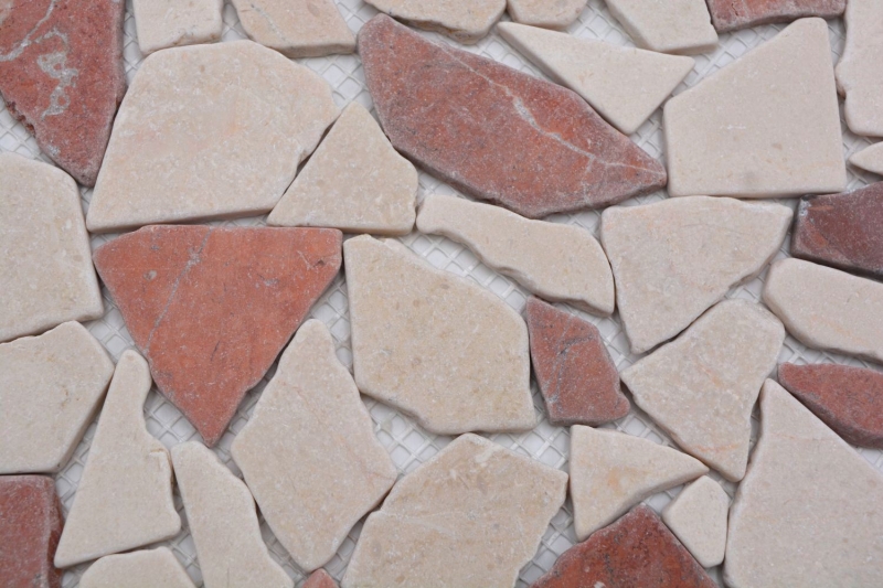 Hand-painted mosaic tile marble natural stone red beige quarry Ciot Rosso Verona Botticino MOS44-1002_m