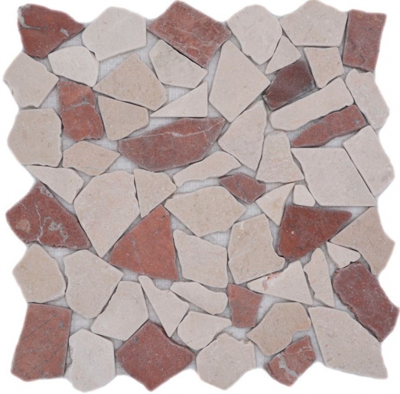 Hand-painted mosaic tile marble natural stone red beige quarry Ciot Rosso Verona Botticino MOS44-1002_m