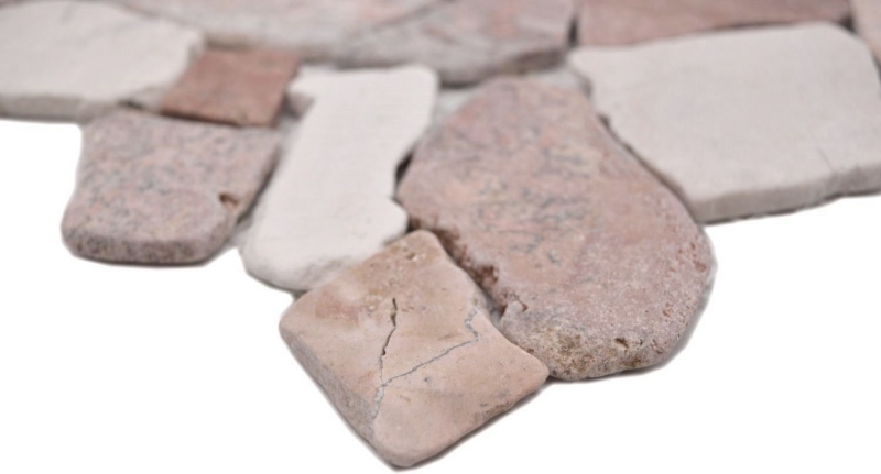 Hand sample mosaic tile marble natural stone beige red quarry Ciot RossoCream MOS44-30-130_m