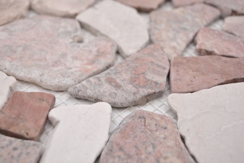 Hand sample mosaic tile marble natural stone beige red quarry Ciot RossoCream MOS44-30-130_m