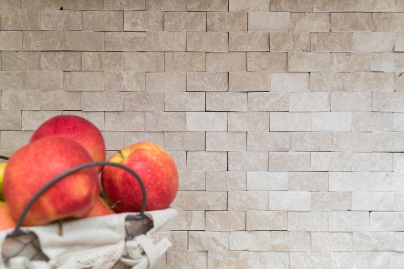 Hand-painted mosaic stone wall marble natural stone ivory Brick Splitface Botticino Marble 3D MOS45-1202_m