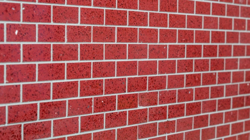 Hand-patterned mosaic tile mirror quartz composite artificial stone Brick Artificial red MOS46-ASMB4_m