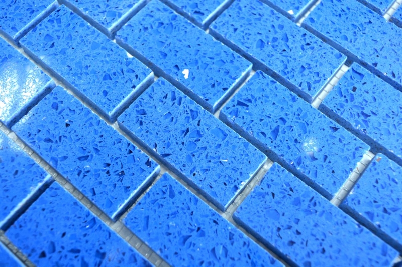 Hand-painted mosaic kitchen splashback quartz composite artificial stone Brick Artificial blue MOS46-ASMB5_m