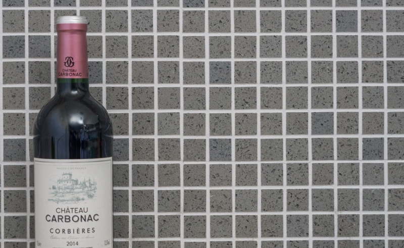 Hand-patterned mosaic tile backsplash quartz composite artificial stone Artificial gray MOS46-ASM23_m