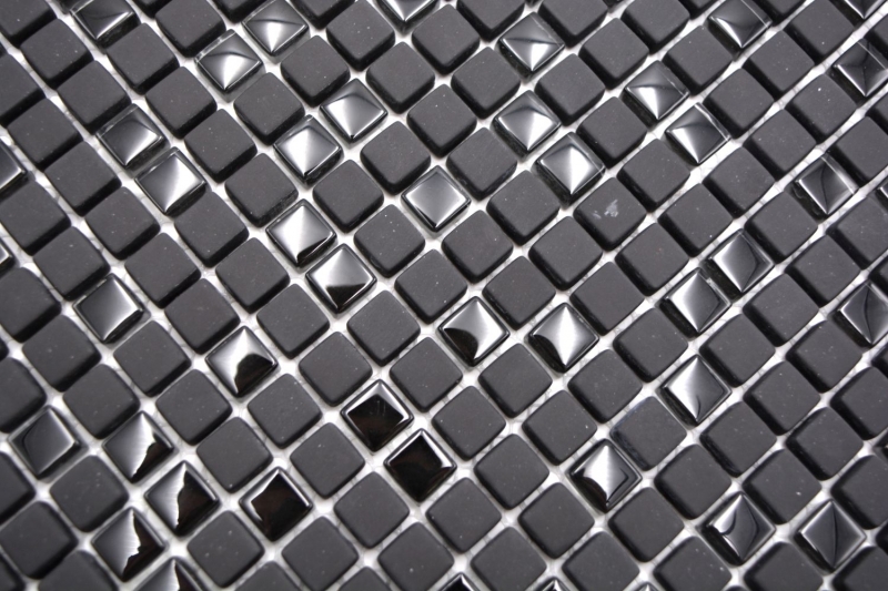 Hand-painted mosaic tile ECO Recycling GLAS Enamel black matt glass MOS140-01B_m