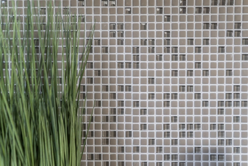 Hand-painted mosaic tile ECO Recycling GLAS Enamel cream matt glass MOS140-03C_m