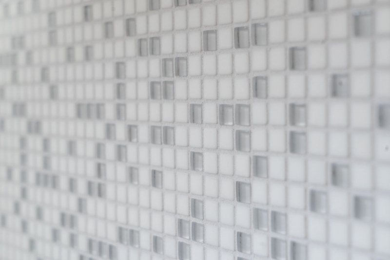 Hand-painted mosaic tile ECO Recycling GLAS Enamel white matt glass MOS140-07W_m