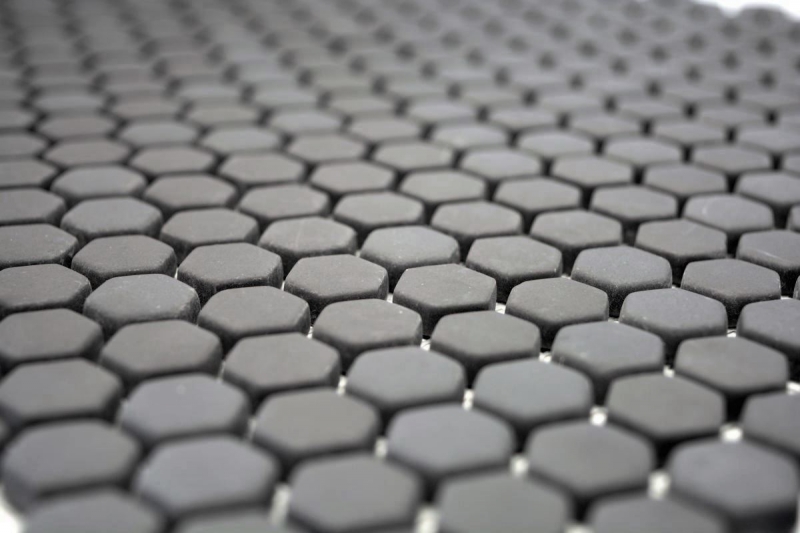 Hand-painted mosaic tile ECO Recycling GLAS Hexagon Enamel gray-brown matt MOS140-HX15G_m