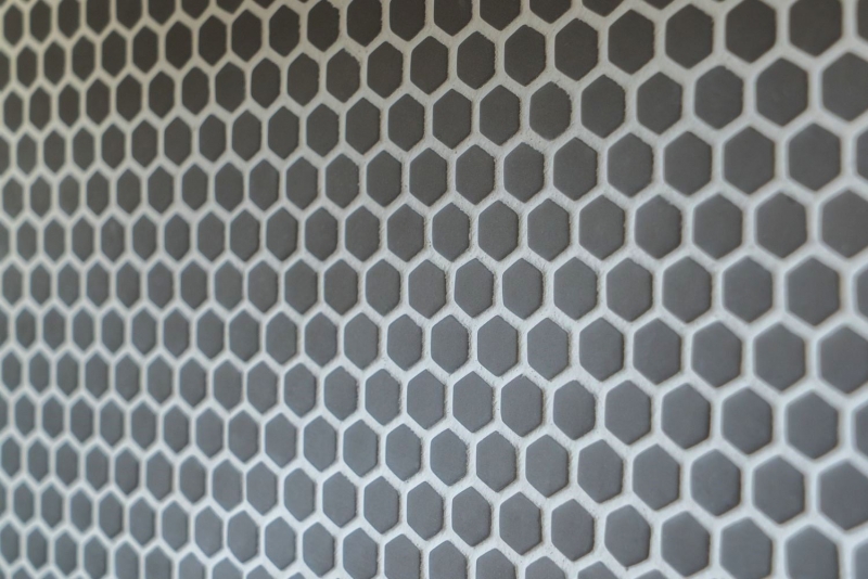Hand-painted mosaic tile ECO Recycling GLAS Hexagon Enamel gray-brown matt MOS140-HX15G_m