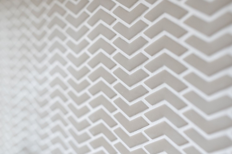Hand-painted mosaic tile ECO Recycling GLASS Herringbone Enamel cream matt MOS140-HB33C_m