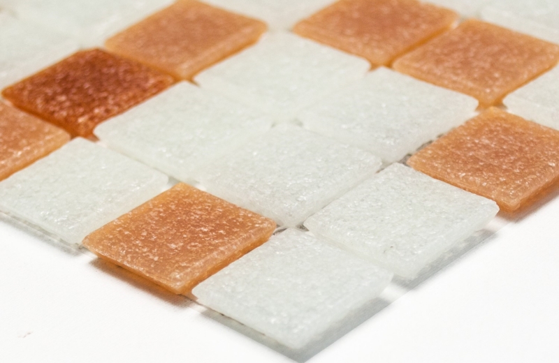 Hand sample mosaic tile glass wall tile bathroom tile shower splashback tile mirror white brown dark brown MOS52-1002_m
