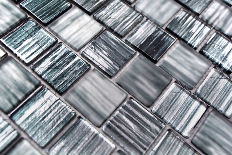 Hand-painted mosaic tile Translucent glass mosaic Crystal structure black clear frosted MOS68-CF41_m