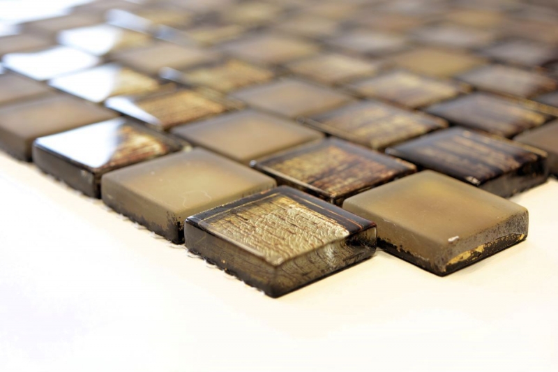 Hand-painted mosaic tile Translucent glass mosaic Crystal structure brown clear frosted MOS78-CF85_m