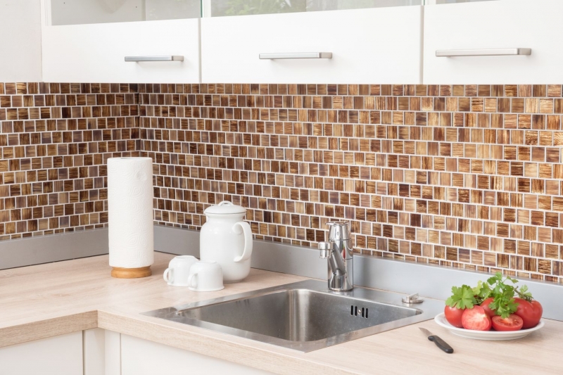 Hand-painted mosaic tile Translucent glass mosaic Crystal structure brown clear frosted MOS78-CF85_m