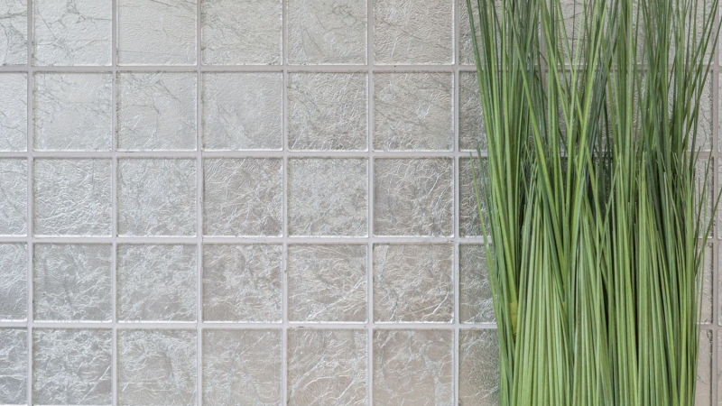 Hand pattern mosaic tile Translucent glass mosaic Crystal silver structure BATH WC Kitchen WALL MOS68-4SB21_m