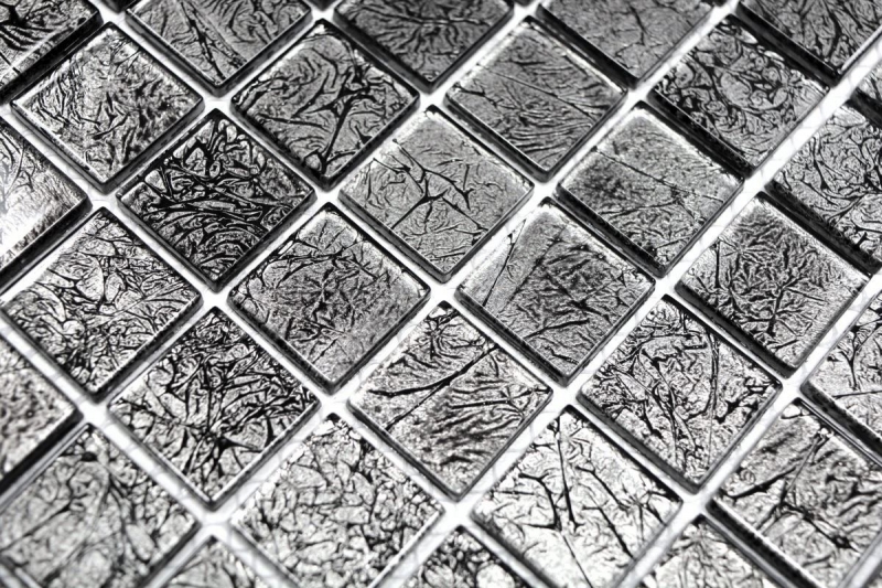 Hand-painted mosaic tile Translucent glass mosaic Crystal black structure MOS63-CM-4BL12_m