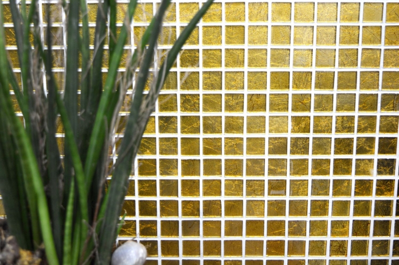 Hand-painted mosaic tile Translucent glass mosaic Crystal gold structure MOS120-0742_m