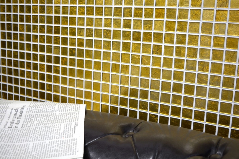 Hand-painted mosaic tile Translucent glass mosaic Crystal gold structure MOS120-0742_m