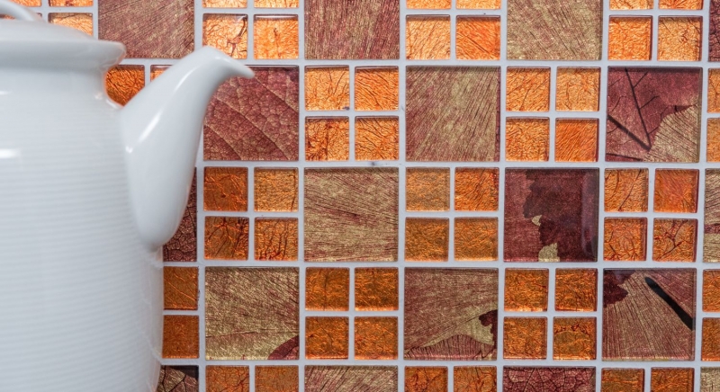 Hand-painted mosaic tile Translucent combination glass mosaic Crystal Sunrise orange MOS88-8SRO_m