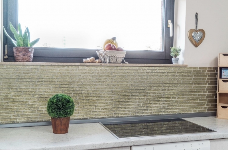 Hand-painted mosaic tile Translucent composite glass mosaic Crystal Chic gold MOS86-8CGO_m